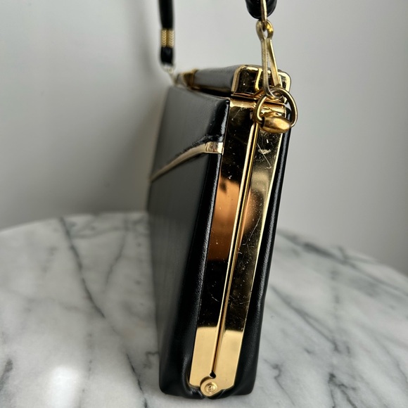 Vintage black and gold purse - convertible clutch, evening bag - Picture 6 of 12